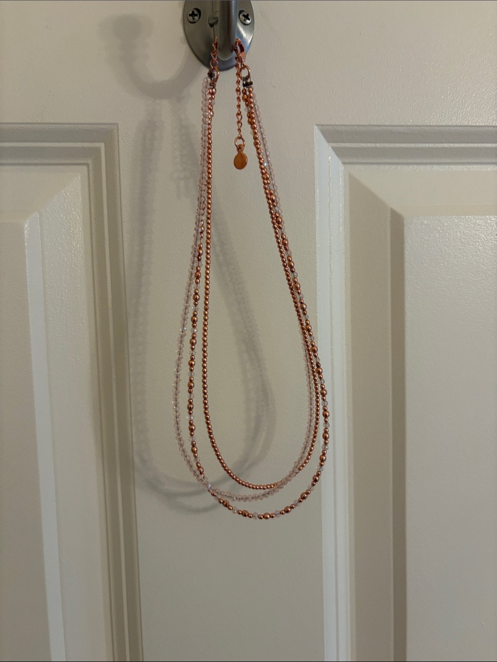 Rose Gold Multi-Strand Beaded Necklace - Women Jewelry
